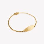 Pulsera en oro 18k. amarillo, Lomo Corvina con Placa Oval.