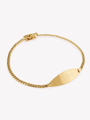Pulsera en oro 18k. amarillo, Lomo Corvina con Placa Oval.
