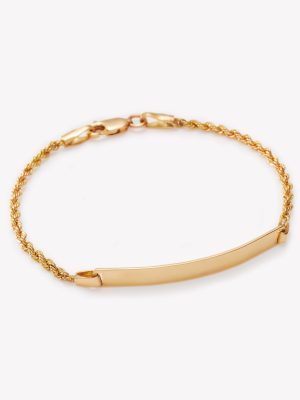 Pulsera en oro 18k. amarillo entorchado y placa rectangular