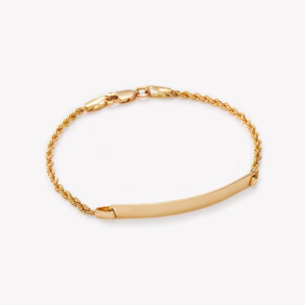 Pulsera en oro 18k. amarillo entorchado y placa rectangular