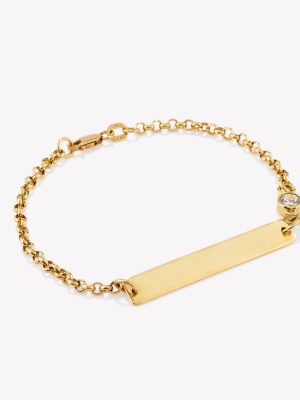 Pulsera en oro 18k. amarillo Rollo con Placa Recta