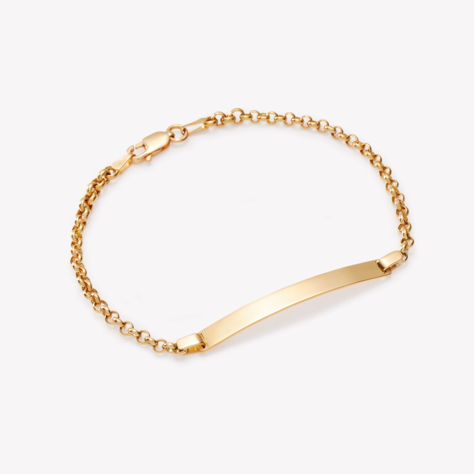 Pulsera Rollo con Placa Rectangular en 17.5 cm. Oro Amarillo