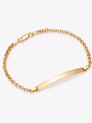 Pulsera Rollo con Placa Rectangular en 17.5 cm. Oro Amarillo
