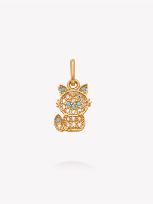 Dije gatito con Turquezas y Circonios, Oro amarillo