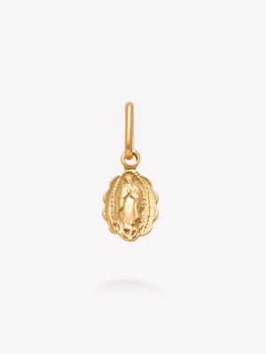 Medalla ondeada con Virgen de Guadalupe, Oro amarillo