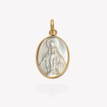 Dije oro 18k amarillo, Virgen Inmaculada Nacar Oval.