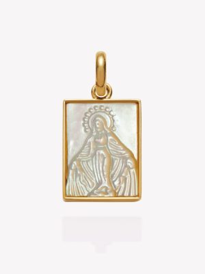 Dije oro 18k amarillo, Virgen Inmaculada Nácar.