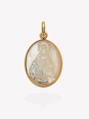 Dije oro 18k amarillo, Virgen de Fátima Oval.