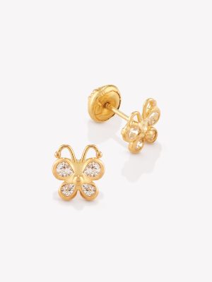 Aretes Mariposa, Oro amarillo