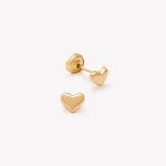 Aretes Corazón Lustrado, Oro Amarillo