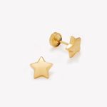 Aretes Estrella Lustrado, Oro Amarillo