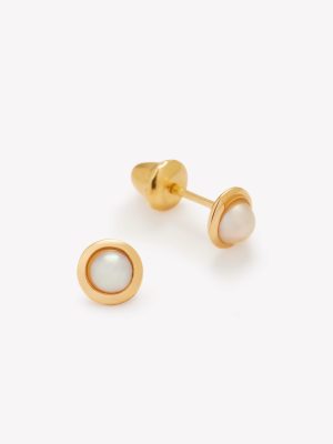 Aretes Aureola Abridores con Perla Cultivada, Oro Amarillo