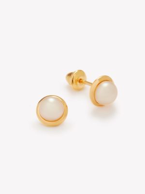 Aretes Aureola Abridores con Perla Cultivada, Oro Amarillo