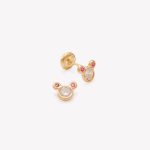 Aretes Petite con Rubíes y Circonio, Oro Amarillo