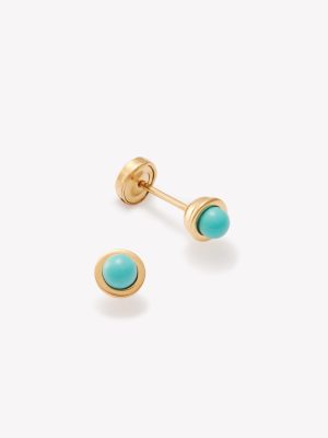 Aretes Aureola con Turquezas. Oro Amarillo