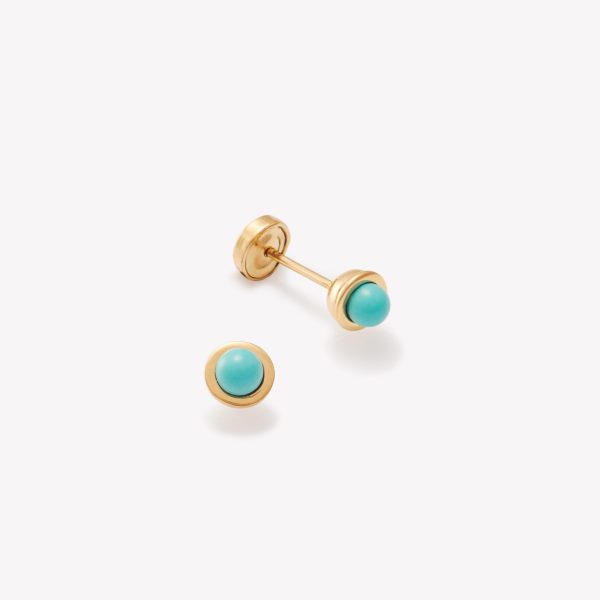 Aretes Aureola con Turquezas. Oro Amarillo