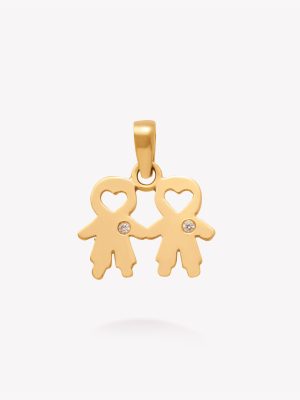 Dije niños con brillante, Oro amarillo