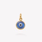 Dije oro 18k amarillo, ojo turco azul 8mm.