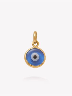 Dije oro 18k amarillo, ojo turco azul 8mm.