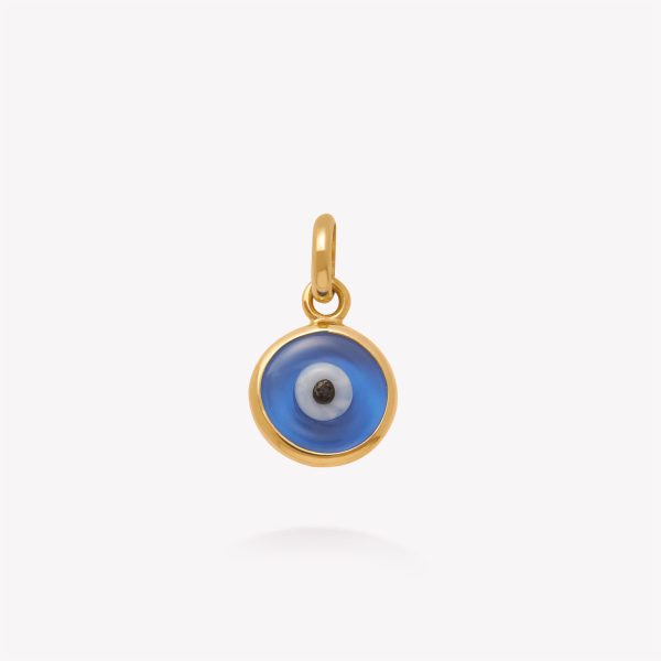Dije oro 18k amarillo, ojo turco azul 8mm.