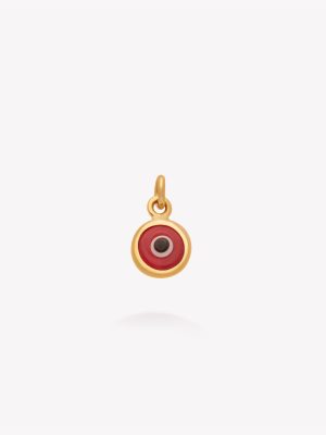 Dije con Ojo Turco Rojo 6mm, Oro amarillo