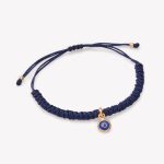 Pulsera macrame azul con ojo turco azul en oro 18k. amarillo.