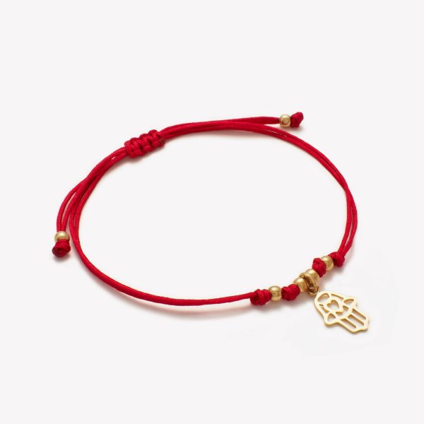 Centro oro 18k amarillo, Mano de Fátima con macramé