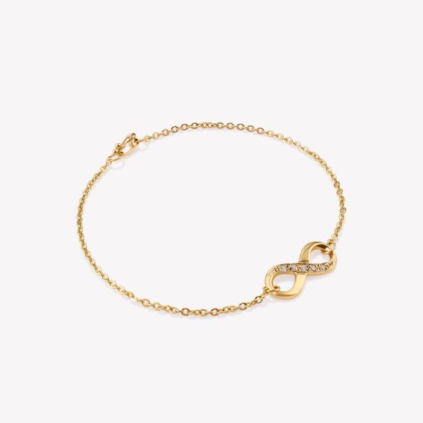 Tobillera en oro 18k. amarillo. Infinito con engaste