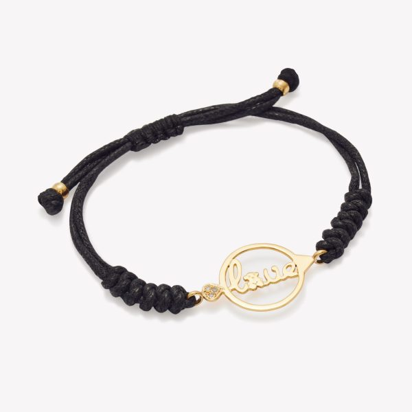 Pulsera Macrame con Osito Love en oro 18k. amarillo