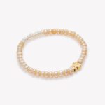 Pulsera con perlas y oso en oro 18k. amarillo