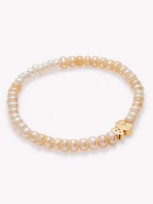 Pulsera con perlas y oso en oro 18k. amarillo