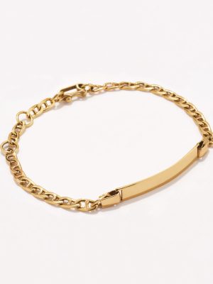 Pulsera en oro 18k. amarillo, CD con Placa Recta.