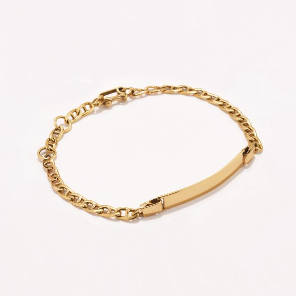 Pulsera en oro 18k. amarillo, CD con Placa Recta.
