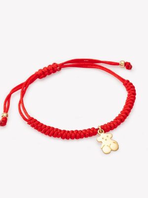 Pulsera macrame con oso 18k amarillo
