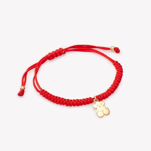 Pulsera macrame con oso 18k amarillo