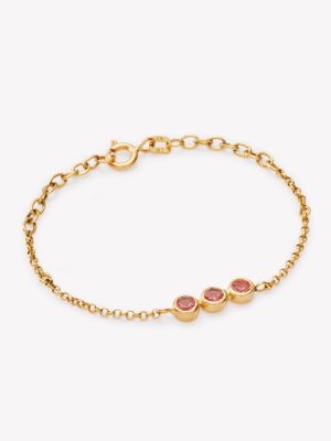 Pulsera en oro 18k. rollo con turmalina rosa.