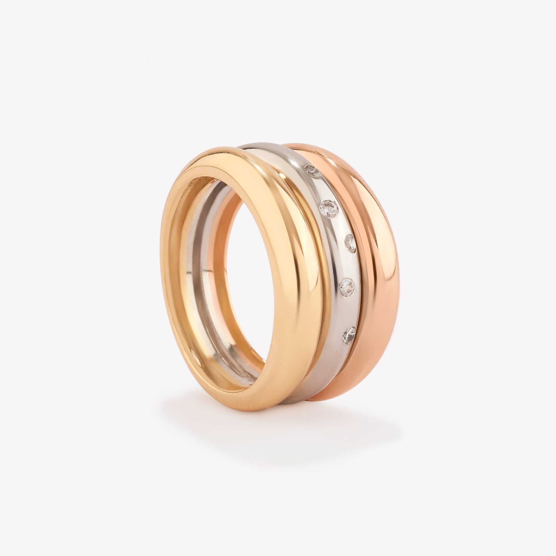 Anillo oro 18k Amarillo, blanco y naranja, Donas.