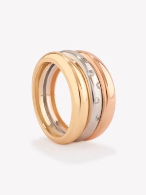 Anillo oro 18k Amarillo, blanco y naranja, Donas.