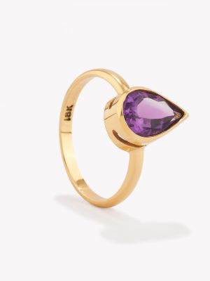 Anillo Amatista Gota con Galeria, Oro Amarillo