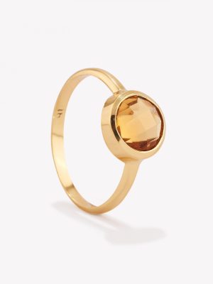 Anillo oro 18k amarillo, Citrino biselado