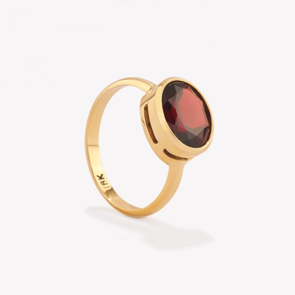 Anillo oro 18k amarillo, Granate con Galeria.