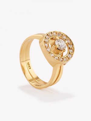 Amarillo Circulo de Amor con Moissanita, Oro Amarillo