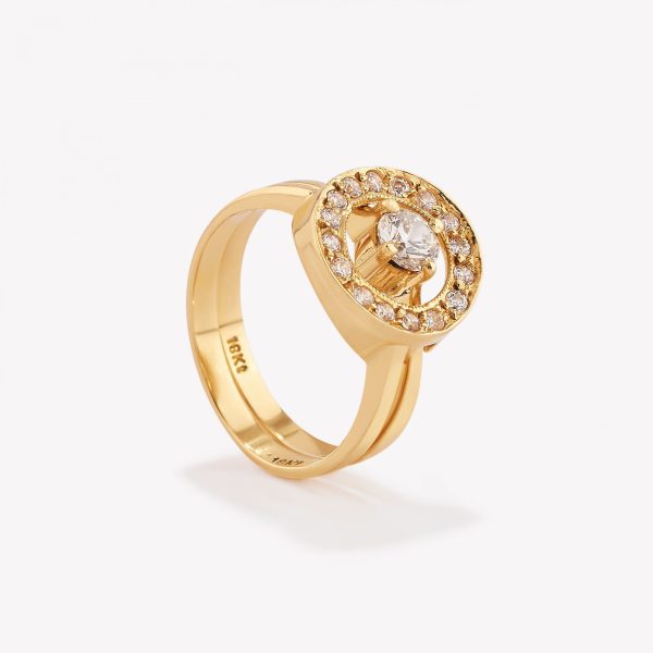 Amarillo oro 18k amarillo, Circulo de Amor con Moissanitas.