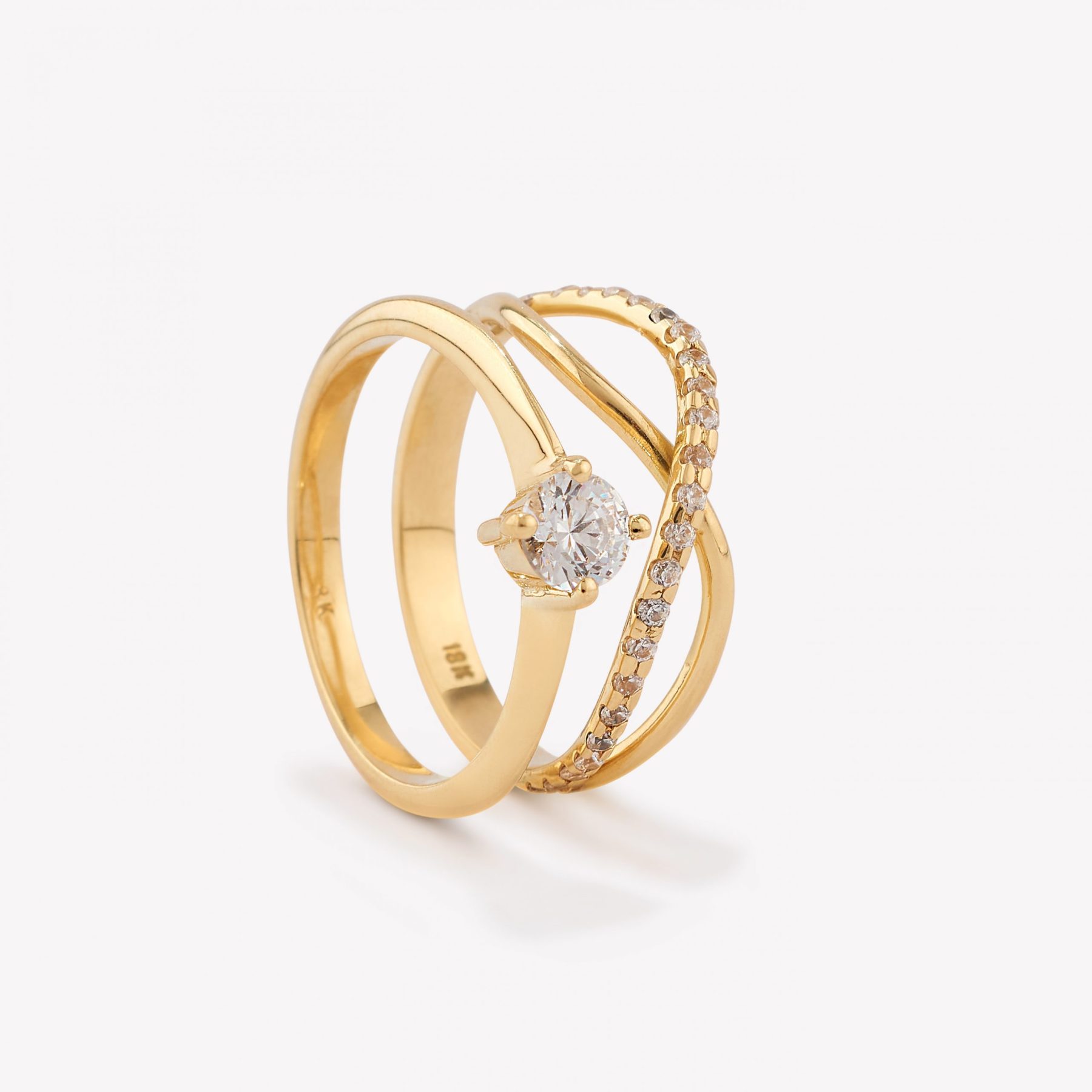 Anillo Luminosità con Moissanita, Oro Amarillo (doble)