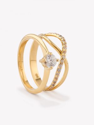 Anillo Luminosità con Moissanita, Oro Amarillo (doble)