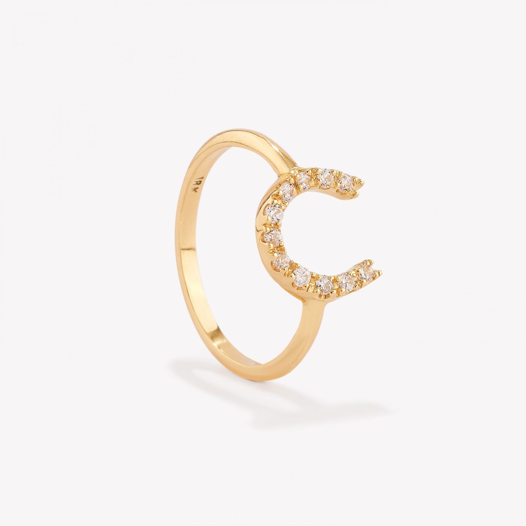 Anillo oro 18k amarillo, Herradura con Circonios.