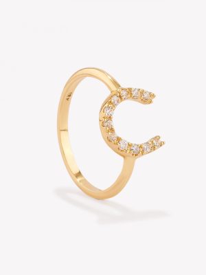 Anillo oro 18k amarillo, Herradura con Circonios.
