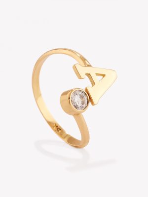 Anillo 18k amarillo, Inicial A.