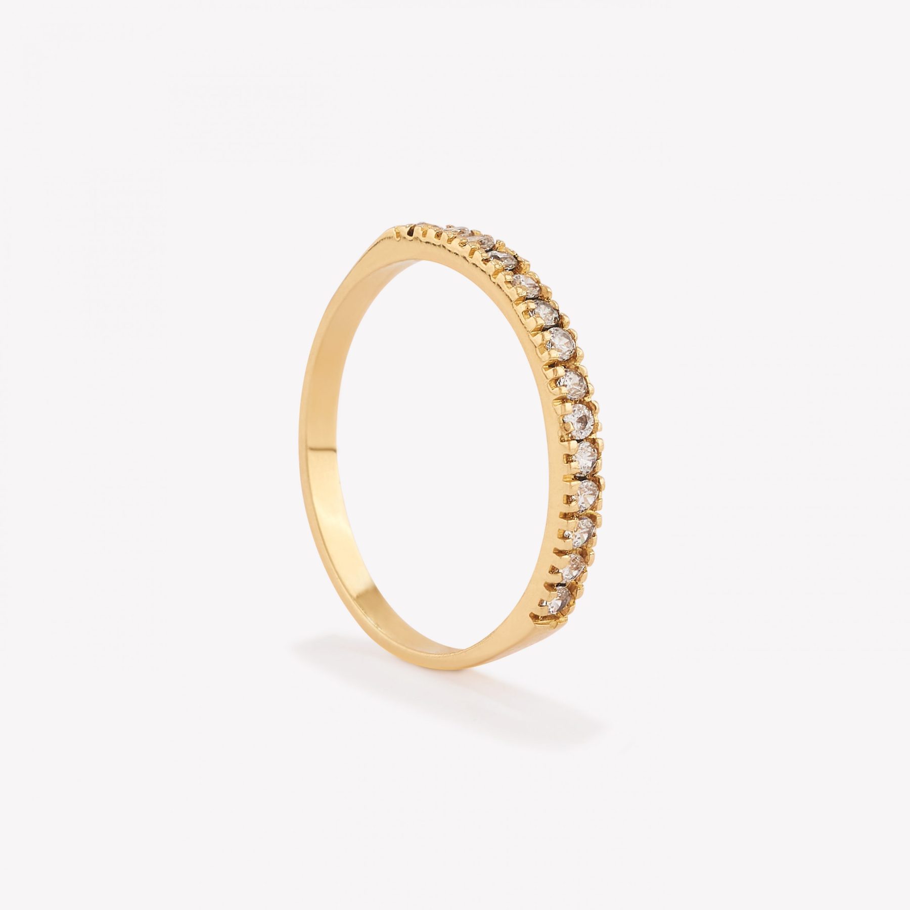 Anillo en oro 18k amarillo, Rivier con Brillantes Moissanitas.