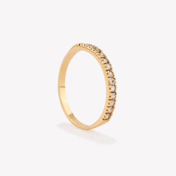 Anillo en oro 18k amarillo, Rivier con Brillantes Moissanitas.
